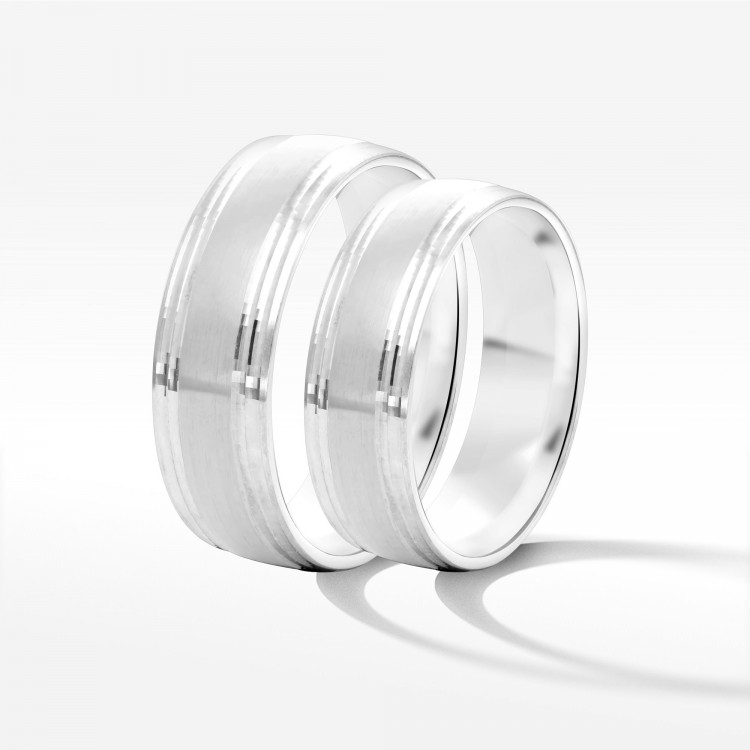 Obrączki ślubne z białego złota 6mm półokrągłe