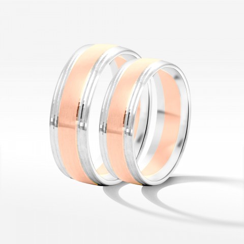 Obrączki ślubne z dwukolorowego złota 6mm półokrągłe