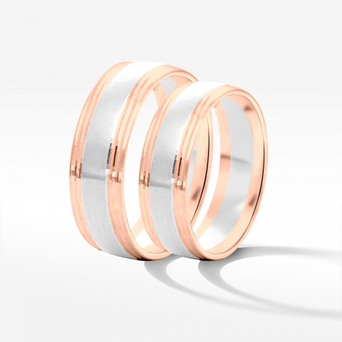 Obrączki ślubne z dwukolorowego złota 6mm półokrągłe