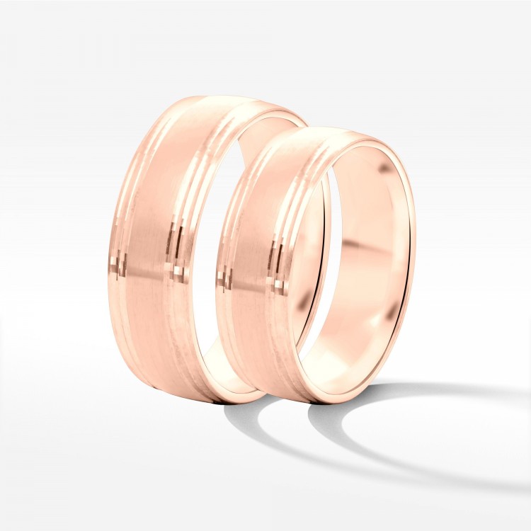 Obrączki ślubne z różowego złota 6mm półokrągłe