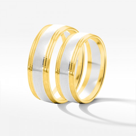 Obrączki ślubne z dwukolorowego złota 6mm półokrągłe