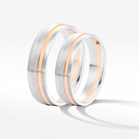 Obrączki ślubne z dwukolorowego złota 5mm półokrągłe