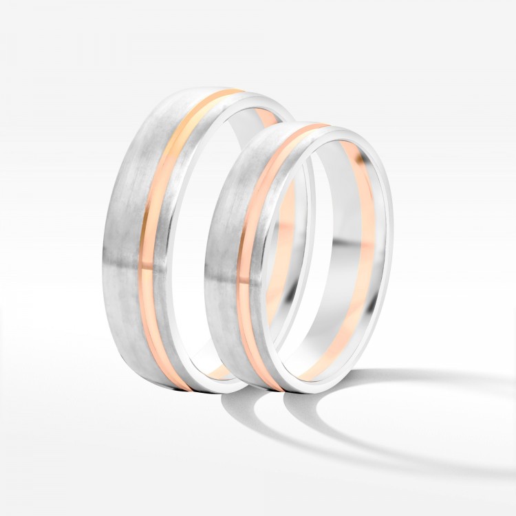 Obrączki ślubne z dwukolorowego złota 5mm półokrągłe