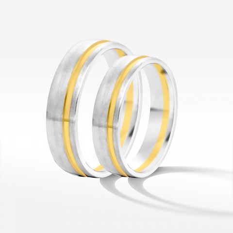 Obrączki ślubne z dwukolorowego złota 5mm półokrągłe