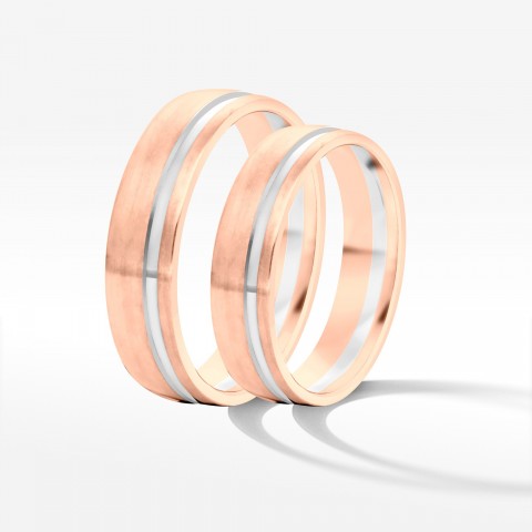 Obrączki ślubne z dwukolorowego złota 5mm półokrągłe