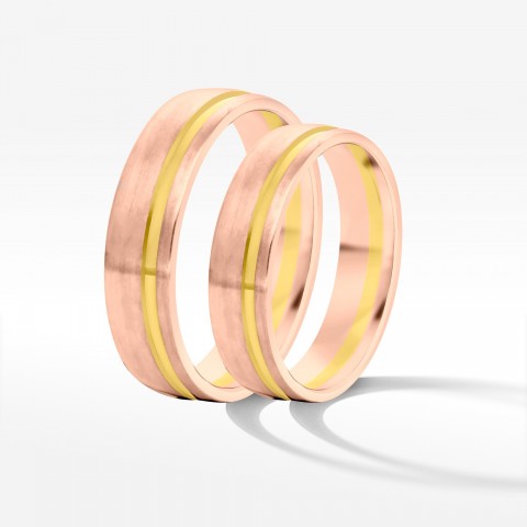 Obrączki ślubne z dwukolorowego złota 5mm półokrągłe