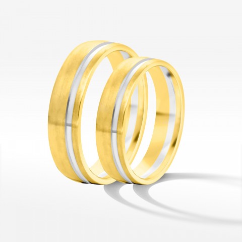 Obrączki ślubne z dwukolorowego złota 5mm półokrągłe