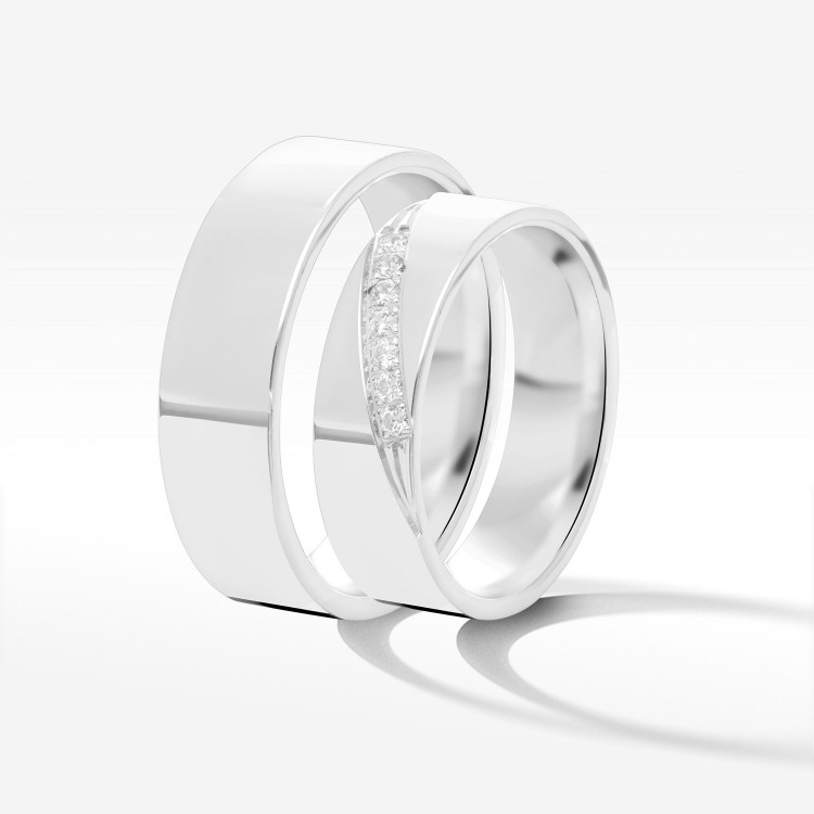 Obrączki ślubne z białego złota 5.5mm płaskie