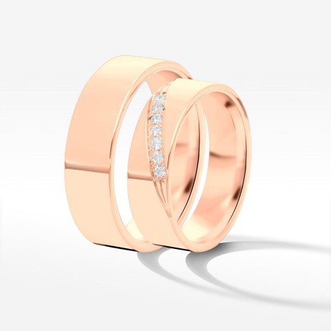Obrączki ślubne z różowego złota 5.5mm płaskie