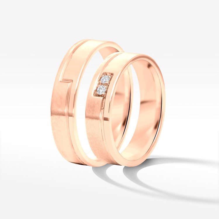 Obrączki ślubne z różowego złota 5mm płaskie