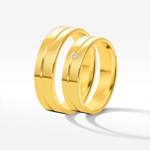 Obrączki ślubne z żółtego złota 5mm płaskie