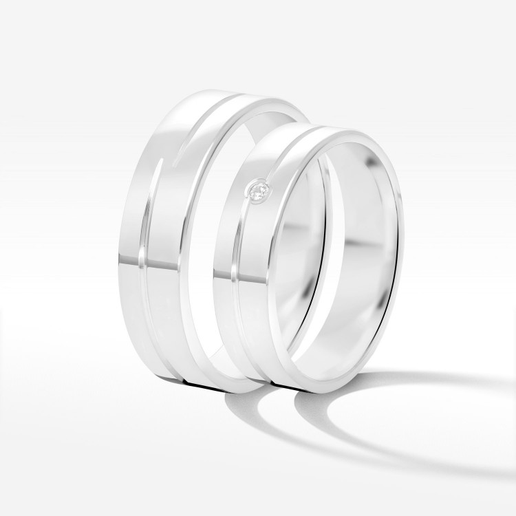 Obrączki ślubne z białego złota 5mm płaskie