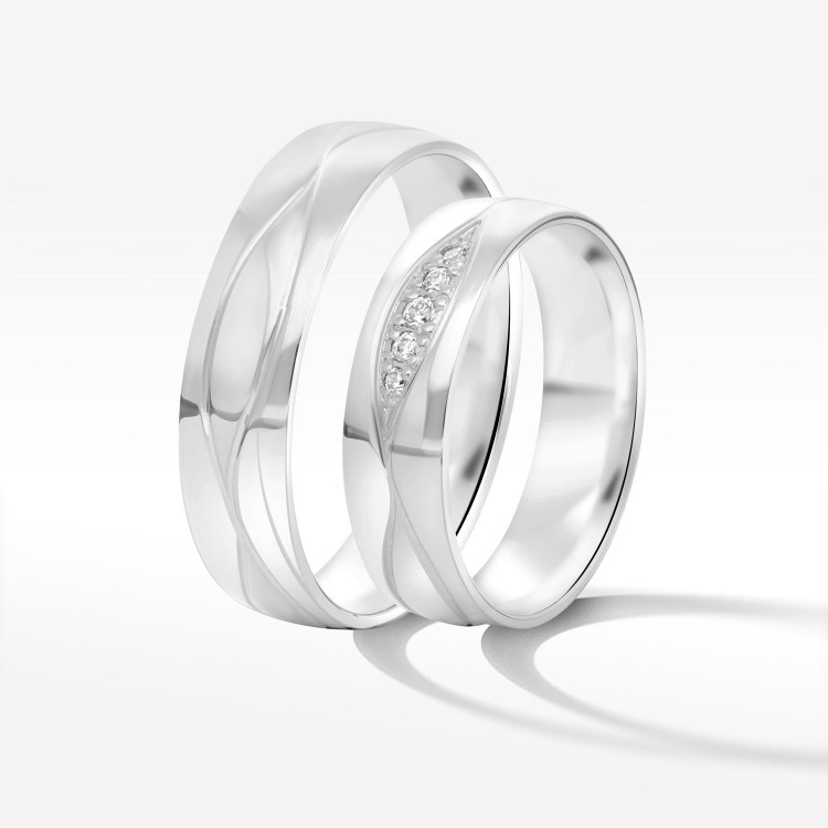 Obrączki ślubne z białego złota 5.5mm półokrągłe