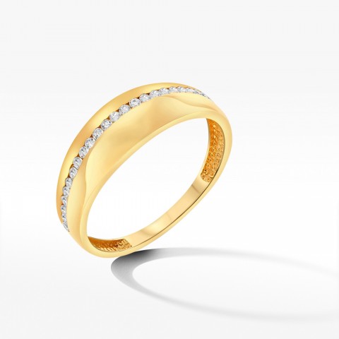 Złoty pierścionek żółty z cyrkoniami