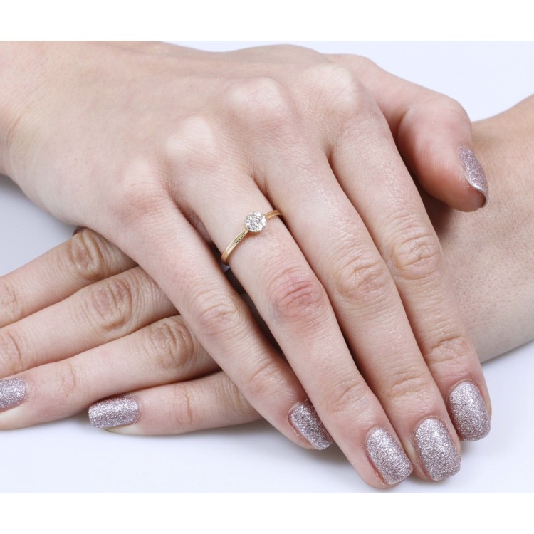 Pierścionek z żółtego złota z cyrkoniami rozm. 10