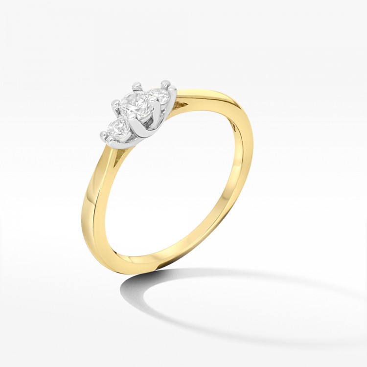 Pierścionek dwukolorowe złoto z cyrkoniami rozm.12