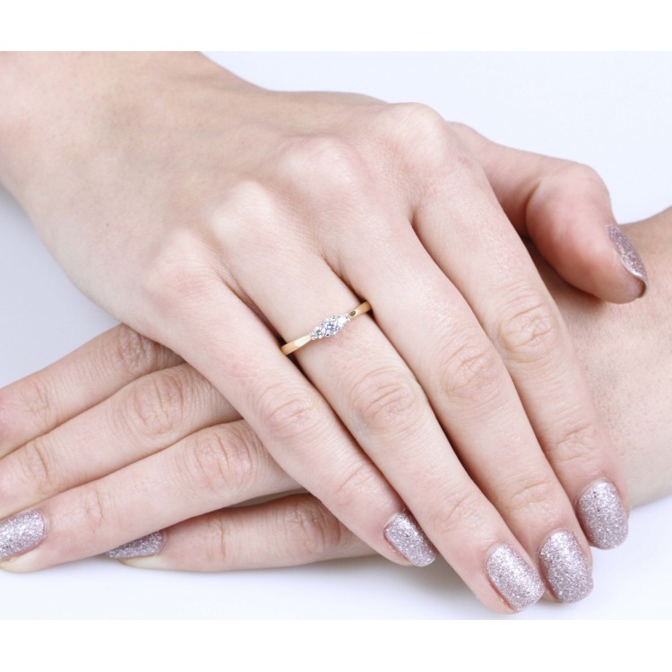 Pierścionek dwukolorowe złoto z cyrkoniami rozm.12