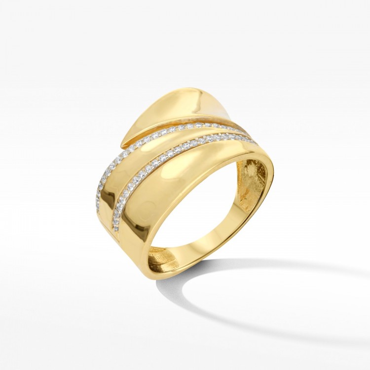 Złoty pierścionek z cyrkoniami rozm.17