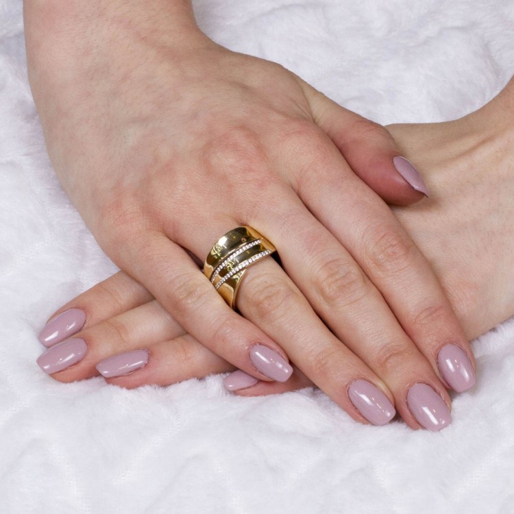 Złoty pierścionek z cyrkoniami rozm.17