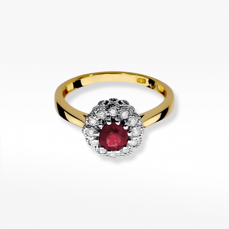 Złoty pierścionek z rubinem