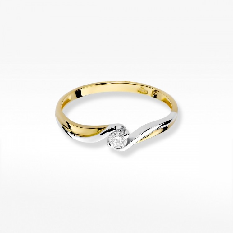 Pierścionek z żółtego złota z diamentem