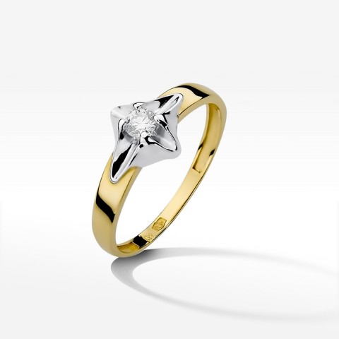 Pierścionek z żółtego złota z diamentem