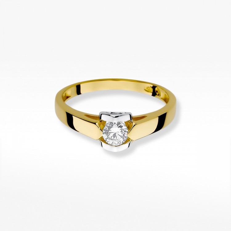 Pierścionek z żółtego złota z diamentem