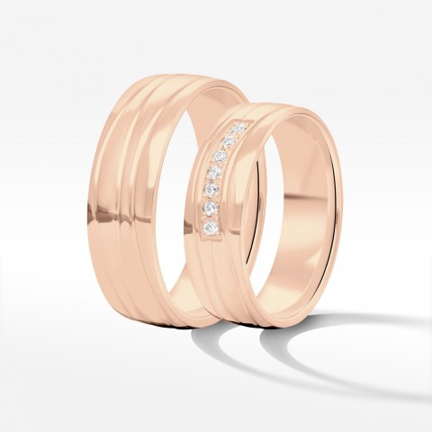 Obrączki ślubne z różowego złota 6mm półokrągłe