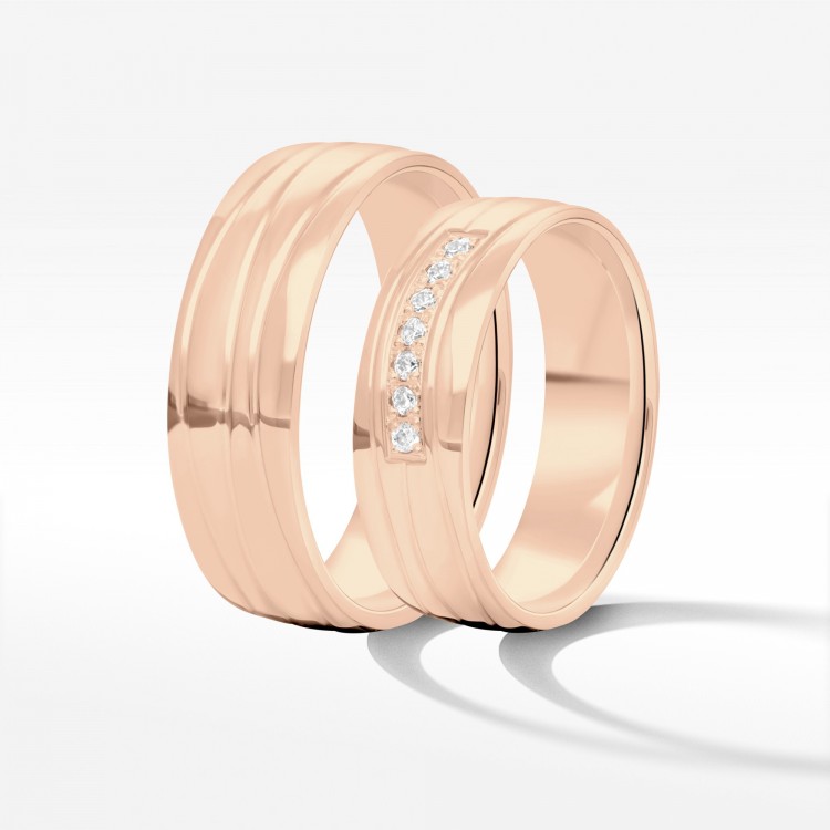 Obrączki ślubne z różowego złota 6mm półokrągłe