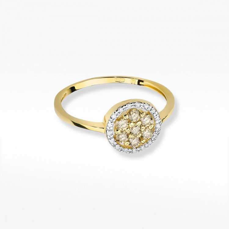 Złoty pierścionek z brązowymi diamentami