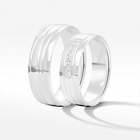 Obrączki ślubne z białego złota 6mm półokrągłe