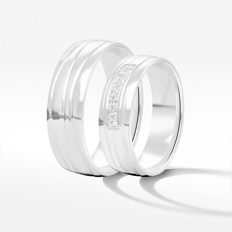 Obrączki ślubne z białego złota 6mm półokrągłe