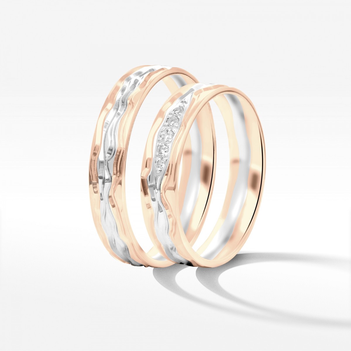 Obrączki ślubne z różowo białego złota 5mm półokrągłe