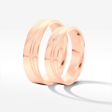 Obrączki ślubne z różowego złota 5mm półokrągłe