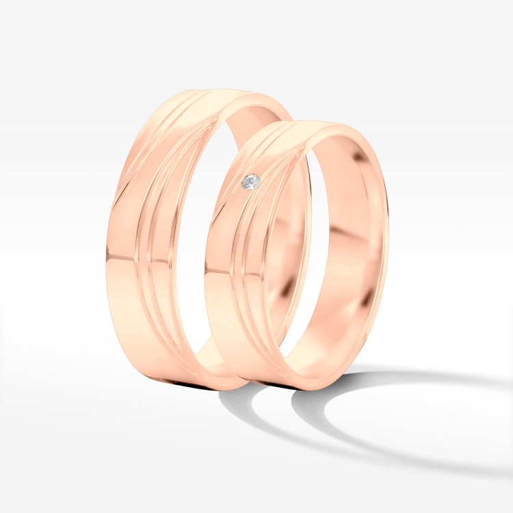 Obrączki ślubne z różowego złota 5mm półokrągłe