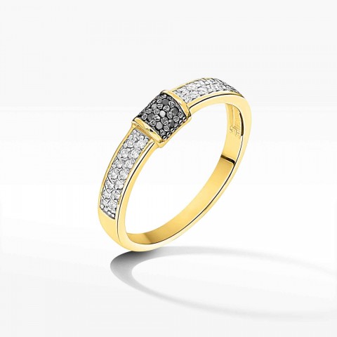 Pierścionek z żółtego złota z czarnymi diamentami