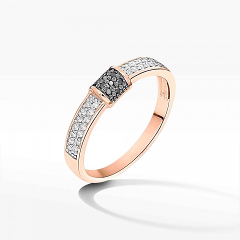 Pierścionek z różowego złota z czarnymi diamentami