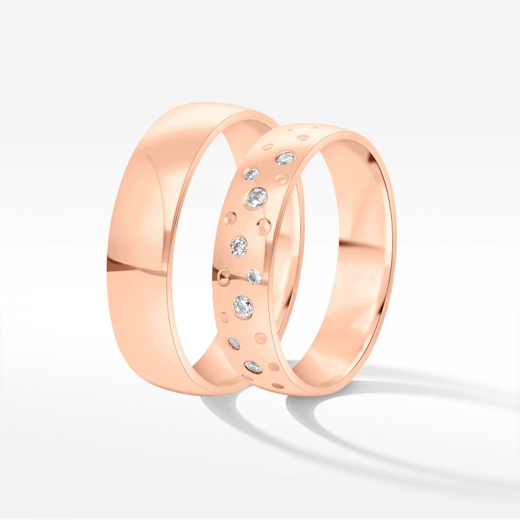 Obrączki ślubne z różowego złota 5.5mm półokrągłe