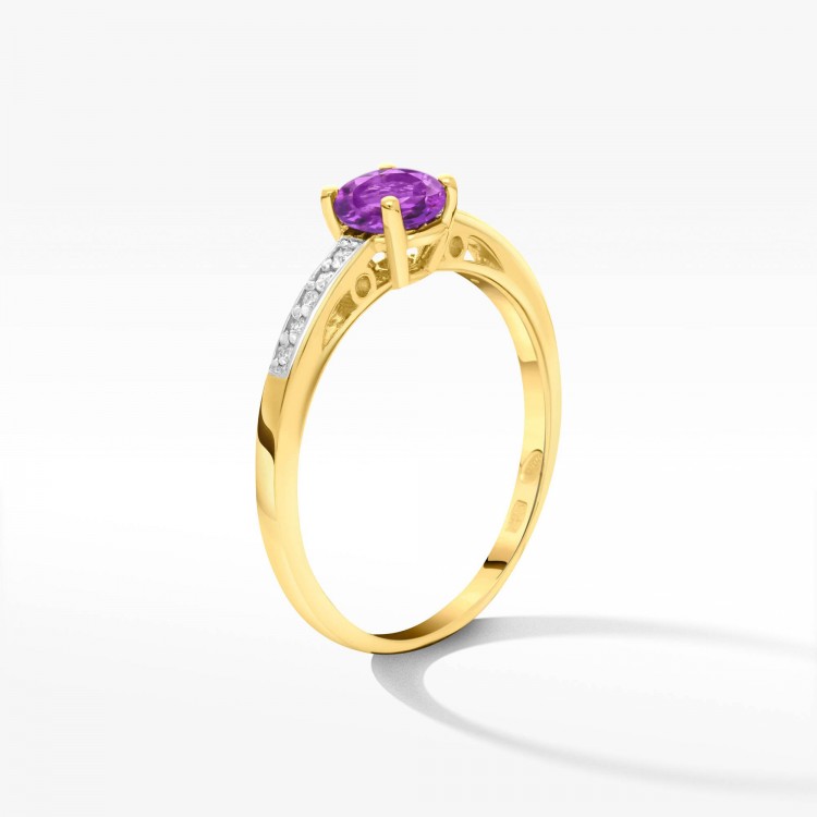 Złoty pierścionek z ametytem