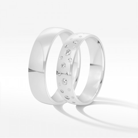 Obrączki ślubne z białego złota 5.5mm półokrągłe