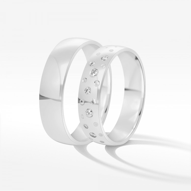 Obrączki ślubne z białego złota 5.5mm półokrągłe