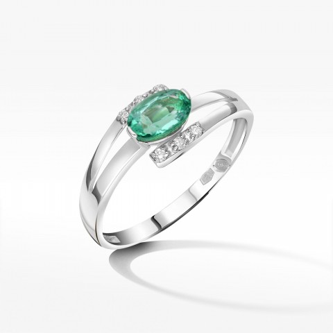 Złoty pierścionek zaręczynowy ze szmaragdem