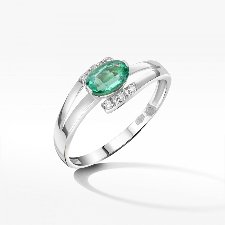 Złoty pierścionek zaręczynowy ze szmaragdem