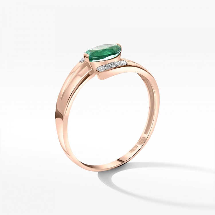 Złoty pierścionek zaręczynowy ze szmaragdem