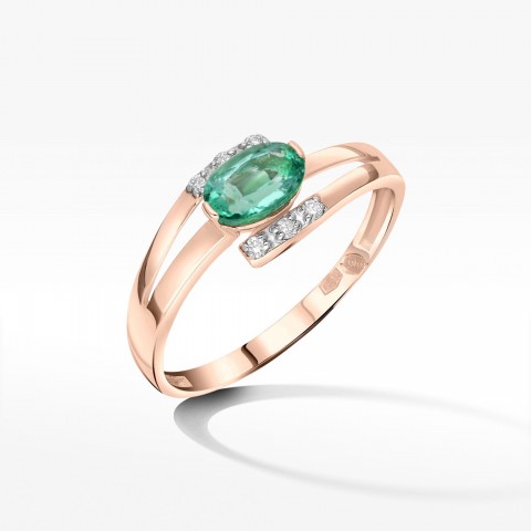Złoty pierścionek zaręczynowy ze szmaragdem