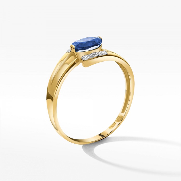 Złoty pierścionek zaręczynowy z tanzanitem
