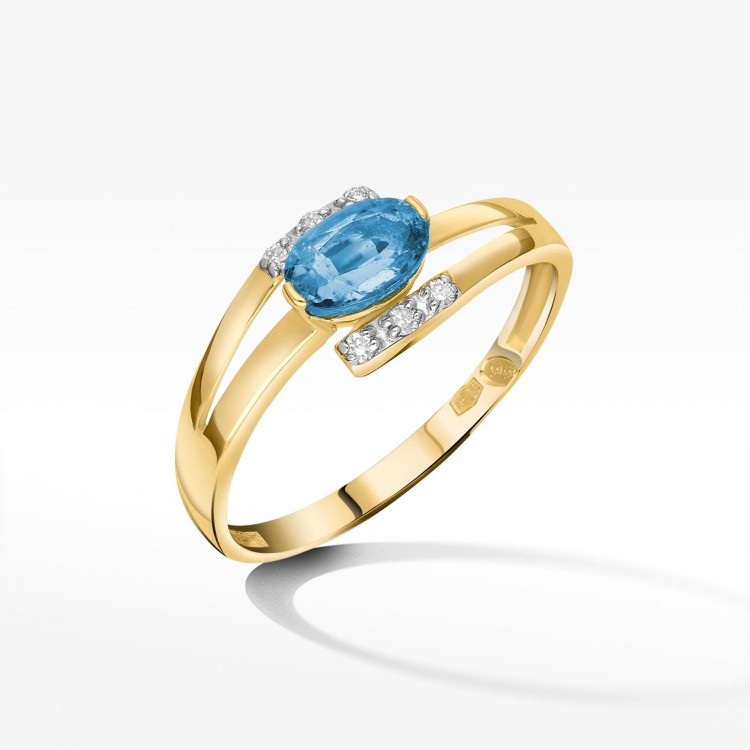 Złoty pierścionek z topazem