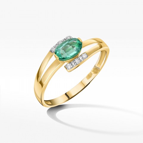 Złoty pierścionek zaręczynowy ze szmaragdem
