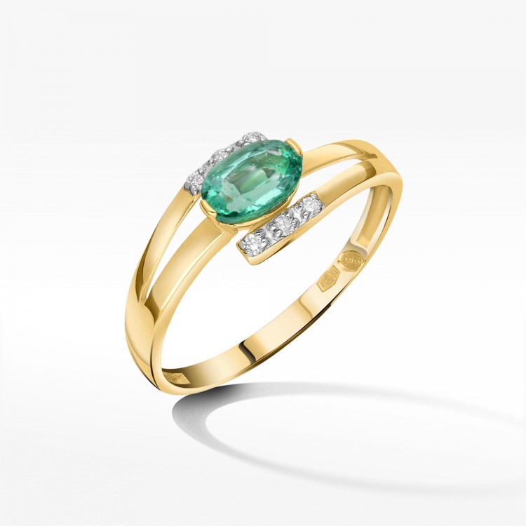 Złoty pierścionek zaręczynowy ze szmaragdem