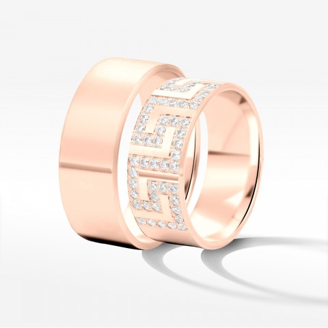 Obrączki ślubne z różowego złota 8mm fazowane